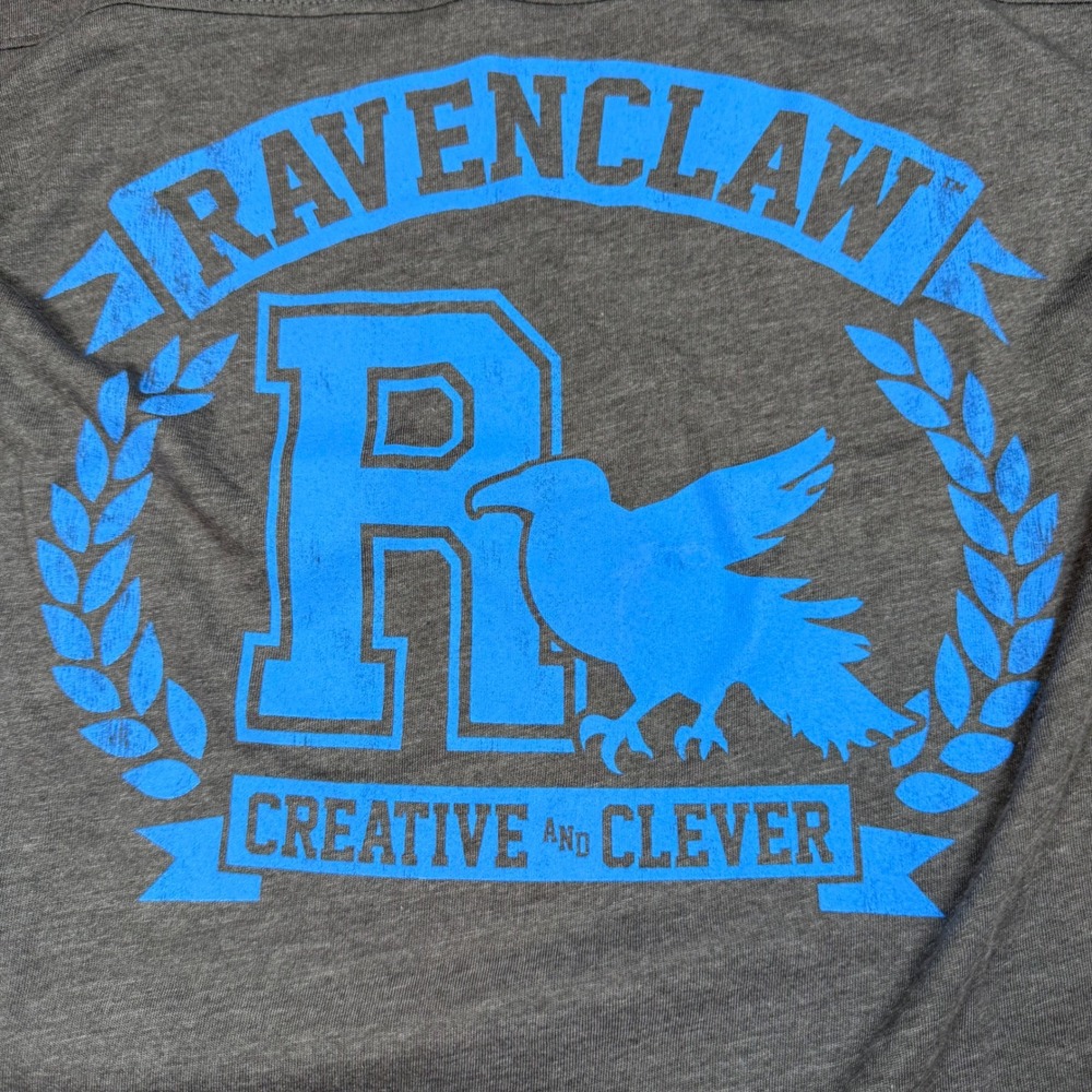Harry Potter Ravenclaw Graphic Tee Grey Blue 3/4 Sleeve Raglan T-Shirt Small NEW - Picture 5 of 5
